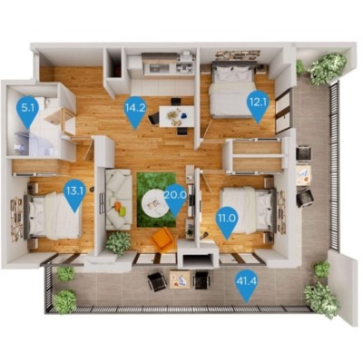 2-Beddrom apartment in Archi Lilac Mukhiani-2